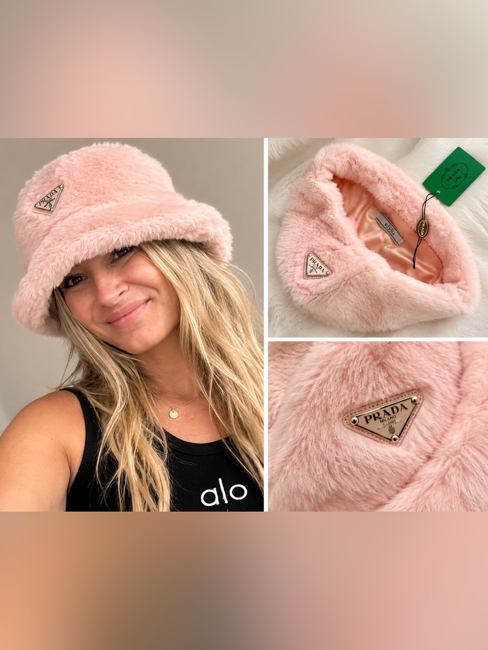Source Unknown Blush Pink Faux Fur Bucket Hat
